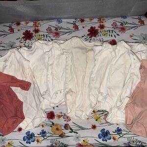 Set of Baby Onesies in White and Pink